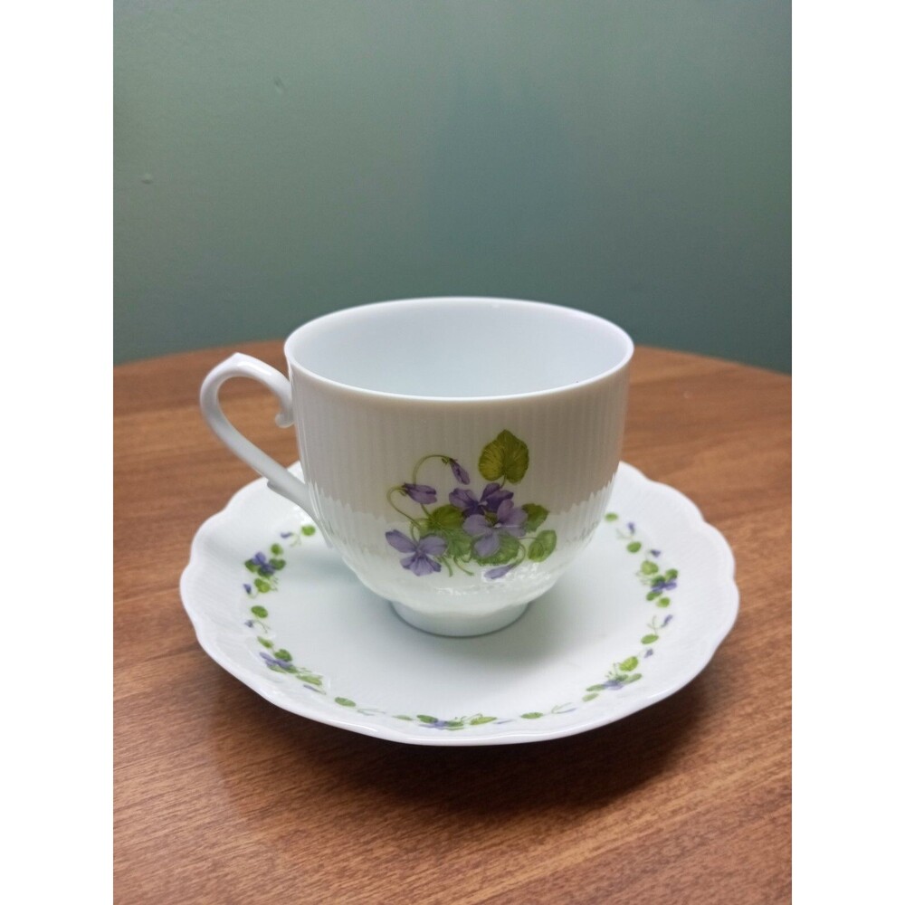 Vintage Kaiser Viola Romantica Cup & Saucer Violets West Germany cup 3" tall